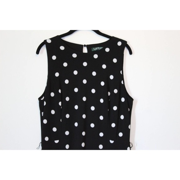 Lauren Ralph Lauren Polka Dot Sleeveless A Line Swing Dress Black Size 14 H14739 - Picture 3 of 10